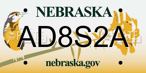AD8S2A Nebraska License Plate