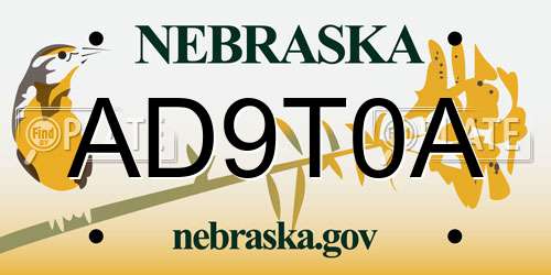 AD9T0A Nebraska License Plate