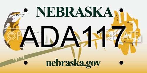 ADA117 Nebraska License Plate