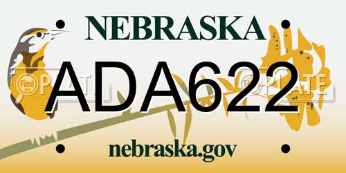 ADA622 Nebraska License Plate