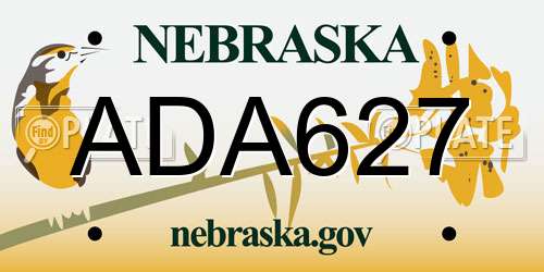 ADA627 Nebraska License Plate