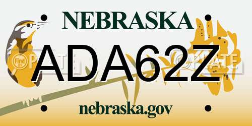 ADA62Z Nebraska License Plate
