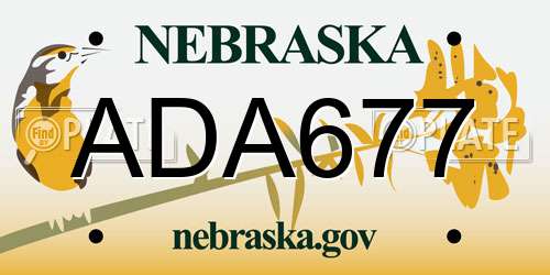 ADA677 Nebraska License Plate