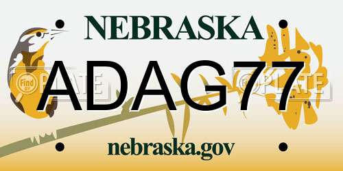 ADAG77 Nebraska License Plate