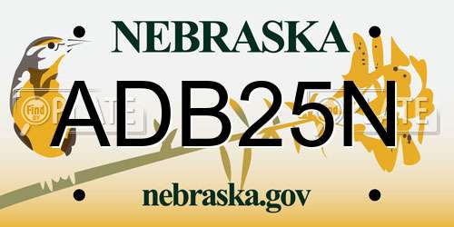 ADB25N Nebraska License Plate