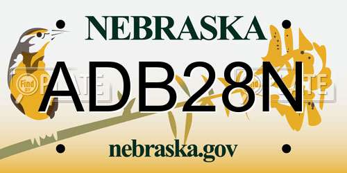 ADB28N Nebraska License Plate
