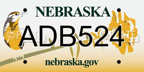 ADB524 Nebraska License Plate