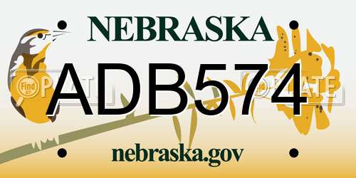ADB574 Nebraska License Plate