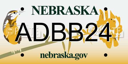 ADBB24 Nebraska License Plate