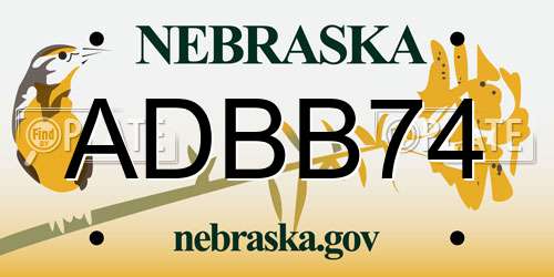 ADBB74 Nebraska License Plate