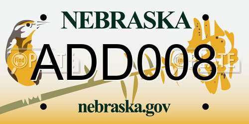 ADD008 Nebraska License Plate