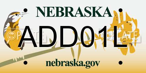 ADD01L Nebraska License Plate