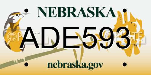 ADE593 Nebraska License Plate