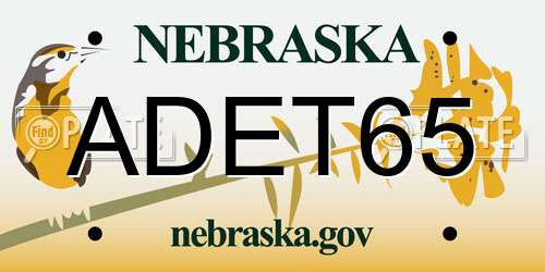 ADET65 Nebraska License Plate
