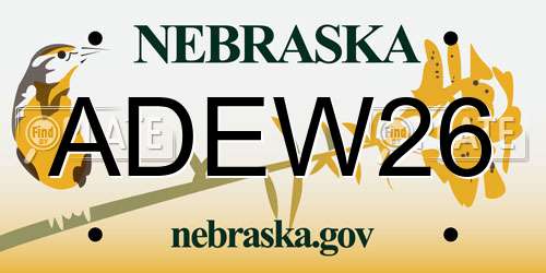 ADEW26 Nebraska License Plate