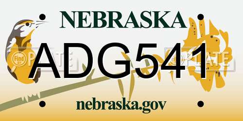 ADG541 Nebraska License Plate