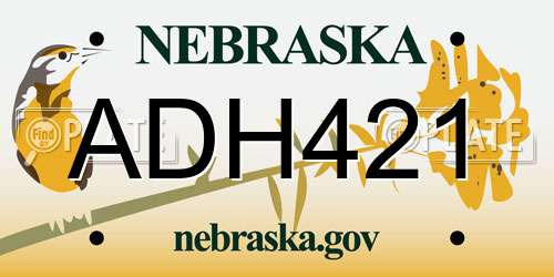 ADH421 Nebraska License Plate