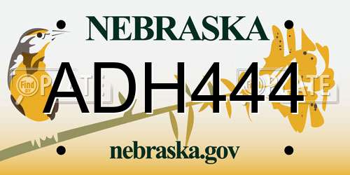 ADH444 Nebraska License Plate