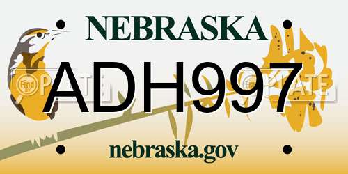ADH997 Nebraska License Plate