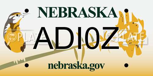 ADI0Z Nebraska License Plate
