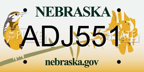 ADJ551 Nebraska License Plate