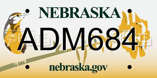 ADM684 Nebraska License Plate