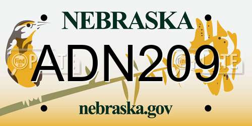 ADN209 Nebraska License Plate
