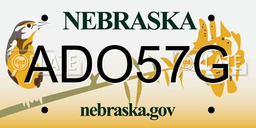 ADO57G Nebraska License Plate