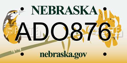 ADO876 Nebraska License Plate
