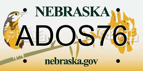 ADOS76 Nebraska License Plate