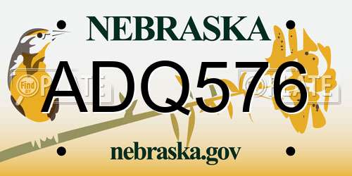 ADQ576 Nebraska License Plate