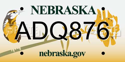 ADQ876 Nebraska License Plate