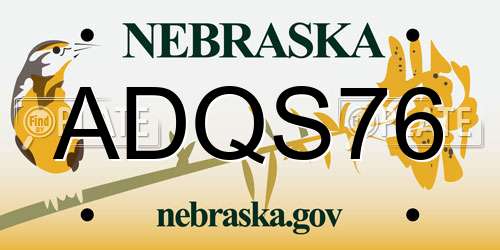 ADQS76 Nebraska License Plate