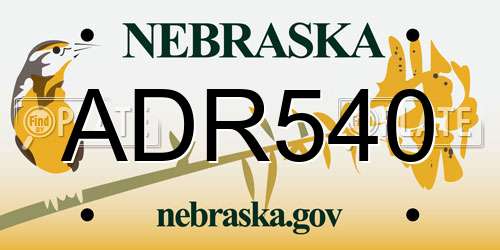 ADR540 Nebraska License Plate