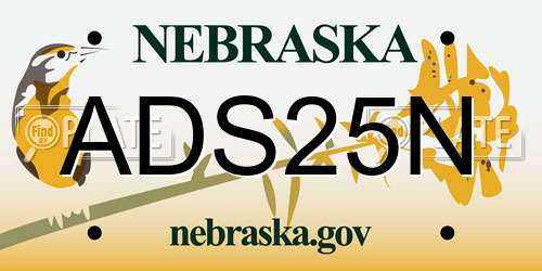 ADS25N Nebraska License Plate