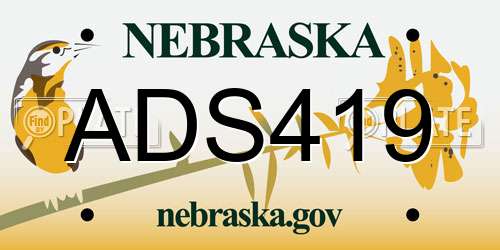 ADS419 Nebraska License Plate