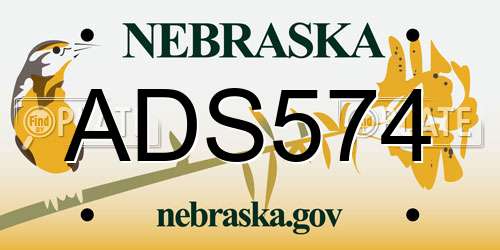 ADS574 Nebraska License Plate