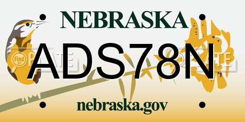 ADS78N Nebraska License Plate