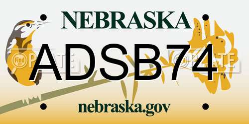 ADSB74 Nebraska License Plate