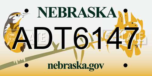 ADT6147 Nebraska License Plate