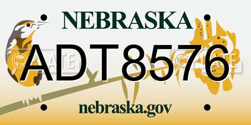 ADT8576 Nebraska License Plate