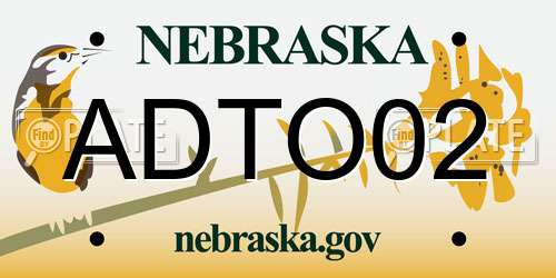 ADTO02 Nebraska License Plate