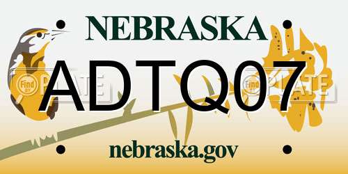 ADTQ07 Nebraska License Plate