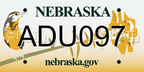 ADU097 Nebraska License Plate