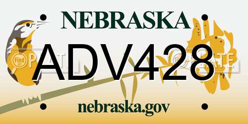 ADV428 Nebraska License Plate