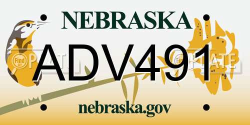 ADV491 Nebraska License Plate