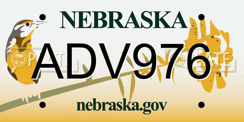 ADV976 Nebraska License Plate