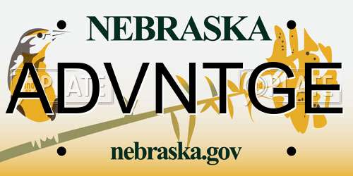 ADVNTGE Nebraska License Plate