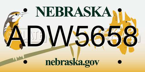 ADW5658 Nebraska License Plate