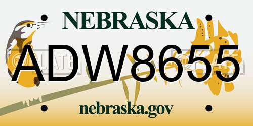 ADW8655 Nebraska License Plate